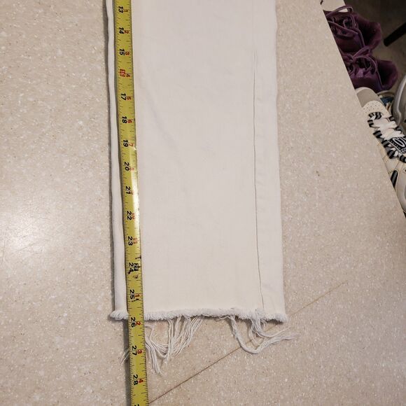 Pull&Bear Slim Denim Fit Mom Raw Hem Jean, Women's Size 8 - White - Picture 11 of 11